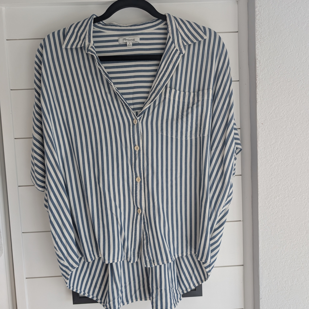 Blue Striped Button-Up Shirt